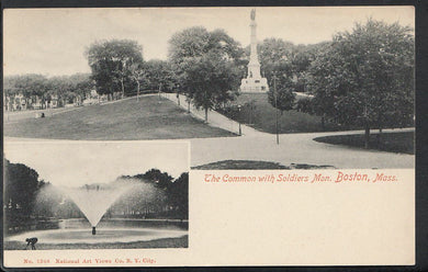 America Postcard -The Common With Soldiers Mon, Boston, Massachusetts DR730