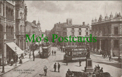 Suffolk Postcard - Trams at Cornhill, Ipswich RS26804