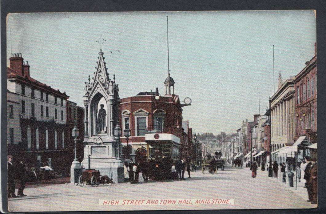 Kent Postcard - High Street and Town Hall, Maidstone    RS11327