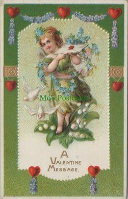 Embossed Greetings Postcard - A Valentine Message  RS27933