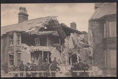 Suffolk Postcard - Lowestoft Bombardment - Windsor Road - April 25th 1916 - 9242