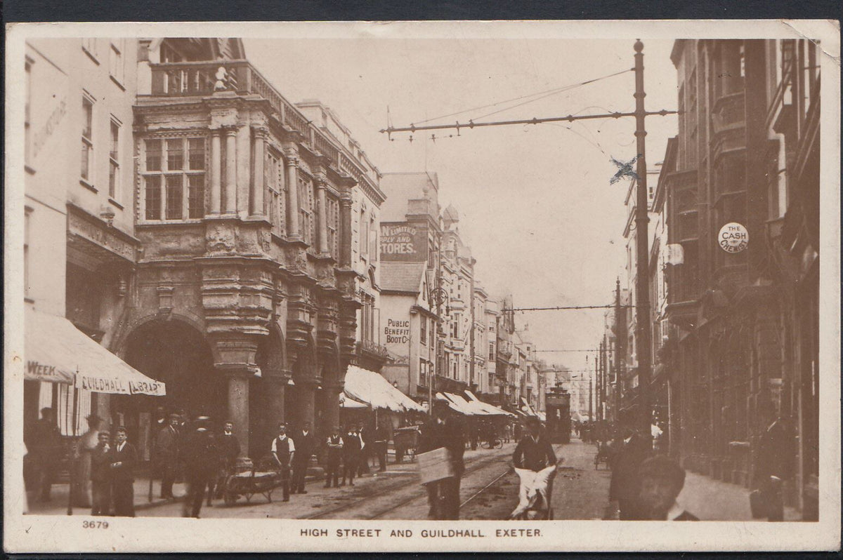 Devon Postcard - High Street and Guildhall, Exeter DR5 | Mo’s Postcards