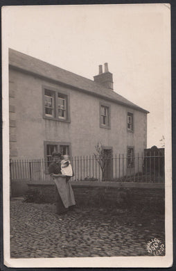 Yorkshire Postcard - Lady With Baby Stood Outside Wharton House, Leeds A5004