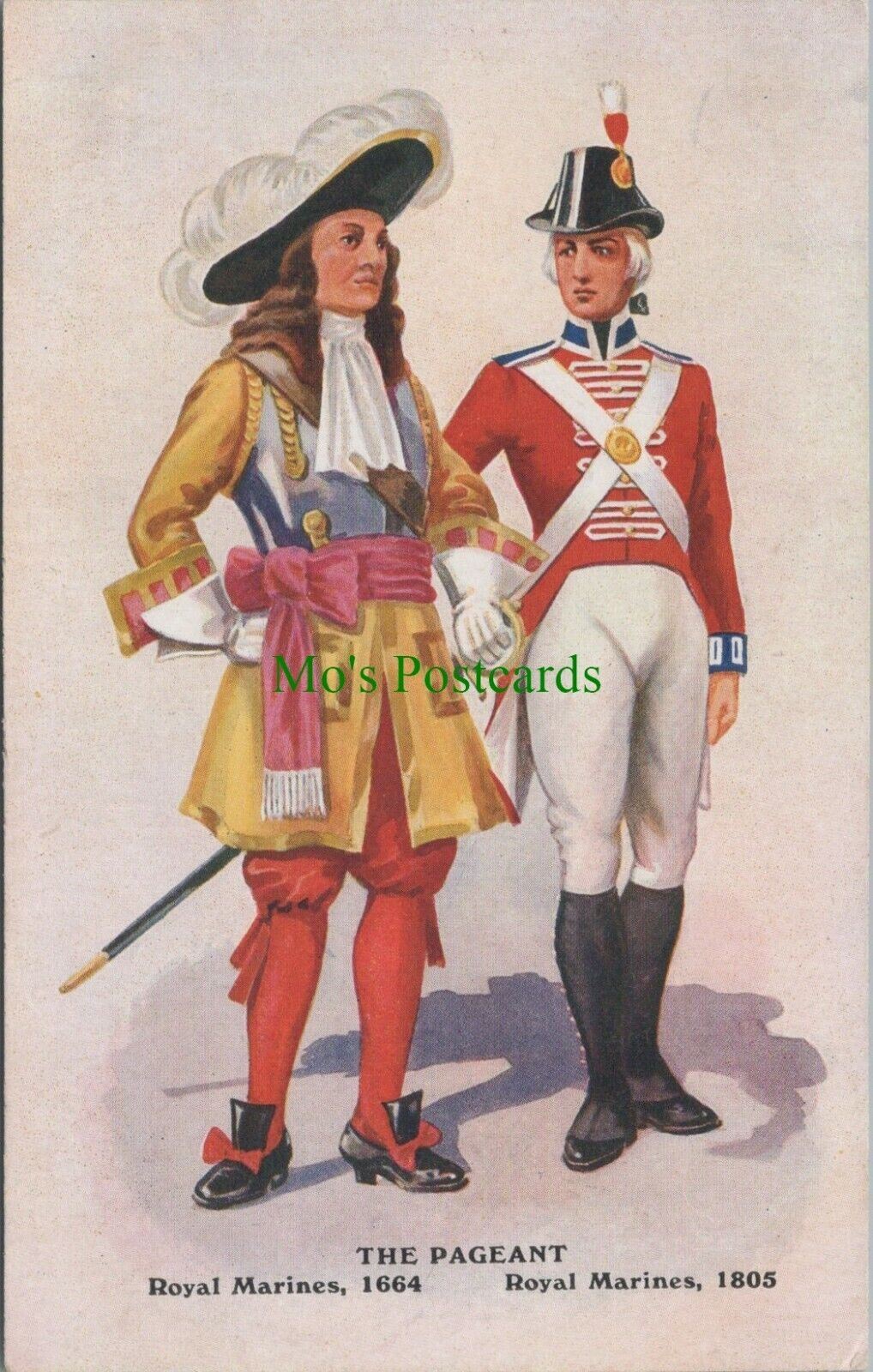 Military Postcard -The Pageant, Royal Marines 1805 and 1664 - RS27702