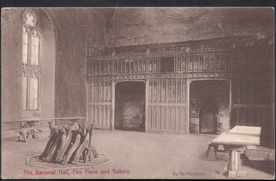 Kent Postcard - The Baronial Hall, Fire Place and Gallery, Penshurst    RT166