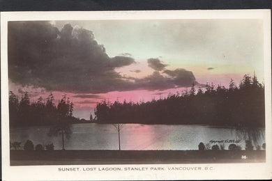 Canada Postcard - Sunset, Lost Lagoon, Stanley Park, Vancouver  SW16749