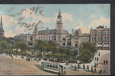 Lancashire Postcard - Christ Church, Town Hall, Bank Buildings, Southport RS5197