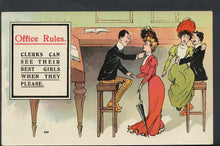 Load image into Gallery viewer, Occupations Postcard - Office Rules - Clerks Can See Their Best Girls RS5603
