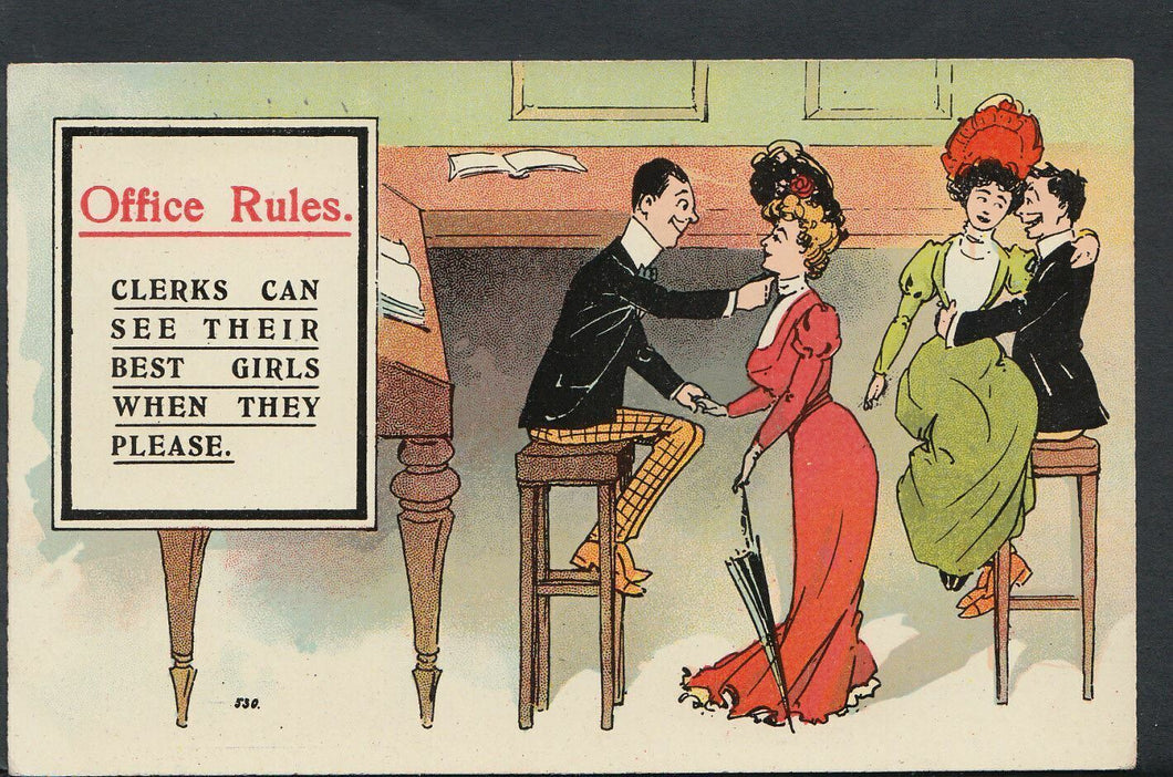 Occupations Postcard - Office Rules - Clerks Can See Their Best Girls RS5603