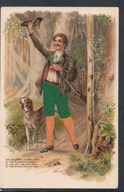 Germany Postcard - Embossed - Hunstman With His Gun and Dog  RS20937