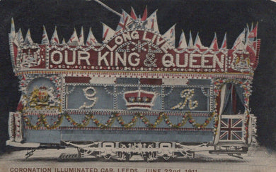 Transport Postcard- Coronation Illuminated Car, Leeds, Yorkshire, 1911 - RS23770