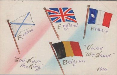 Flags Postcard - Hand Painted, Patriotism, Patriotic, 1914 Countries,   RS30740
