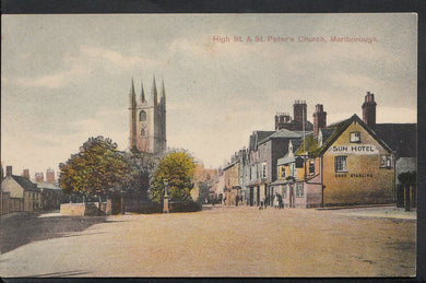 Wiltshire Postcard - High Street & St Peter's Church, Marlborough  RS222
