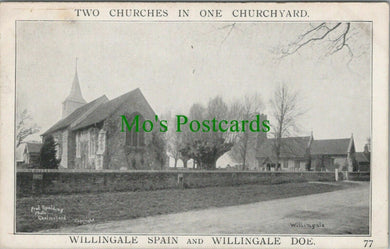 Essex Postcard - Two Churches, Willingale Spain and Willingale Doe  RS27918