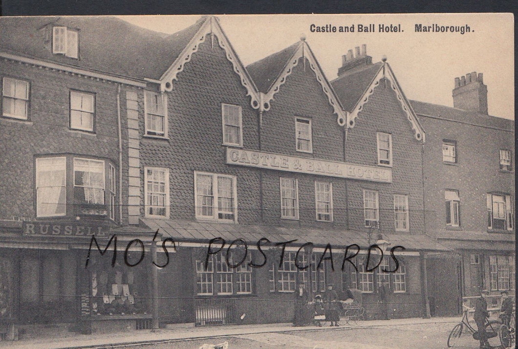 Wiltshire Postcard - Castle and Ball Hotel, Marlborough   1905