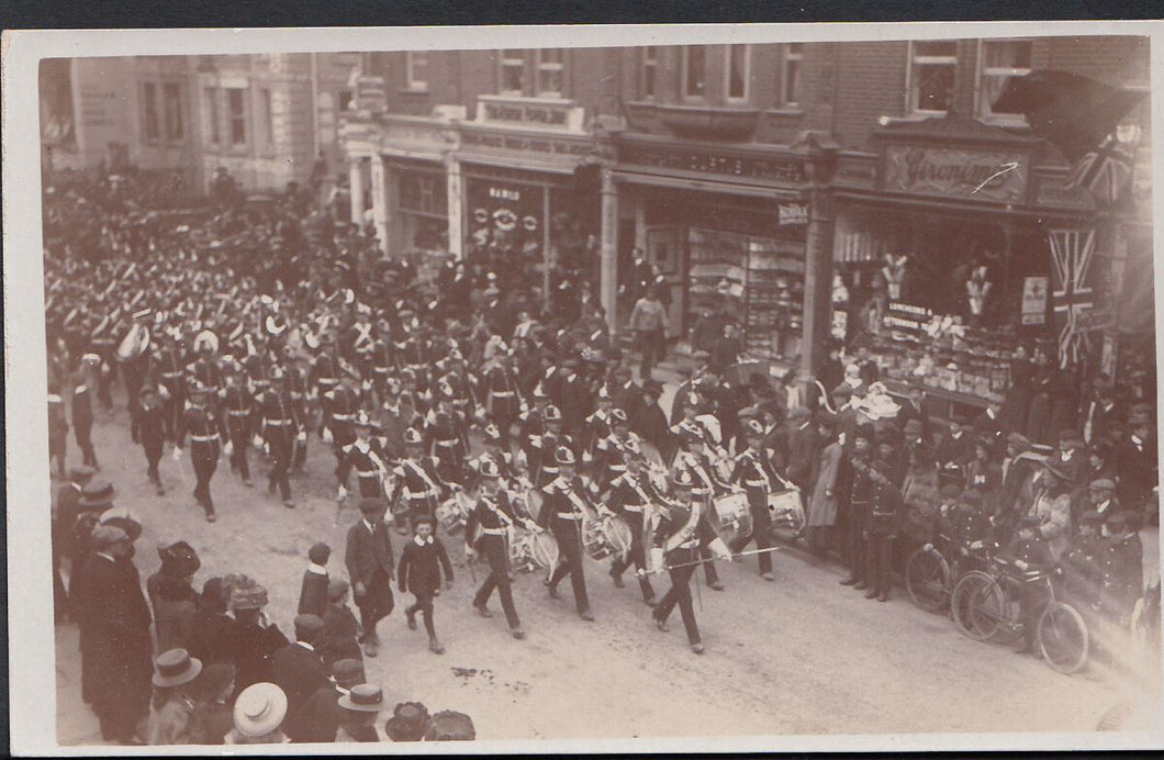 Hampshire Postcard- Animated Street Scene & Military Procession, Aldershot? BT35