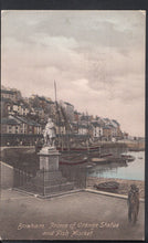 Load image into Gallery viewer, Devon Postcard - Brixham, Prince of Orange Statue and Fish Market  RT1013
