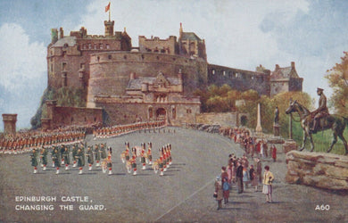 Scotland Postcard - Edinburgh Castle, Changing The Guard - Art Colour  RS22954