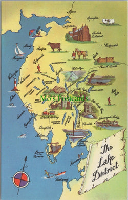 Maps Postcard - Map of The Lake District Ref.SW9741