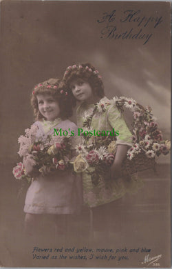 Greetings Postcard, A Happy Birthday - Two Girls