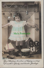 Load image into Gallery viewer, Greetings Postcard, Christmas, Girl With Toys
