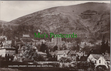 Worcestershire Postcard - Malvern Priory Church and North Hill Ref.SW9923