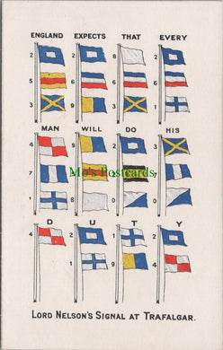 Naval Postcard - Flags, Lord Nelson's Signal at Trafalgar Ref.SW9925