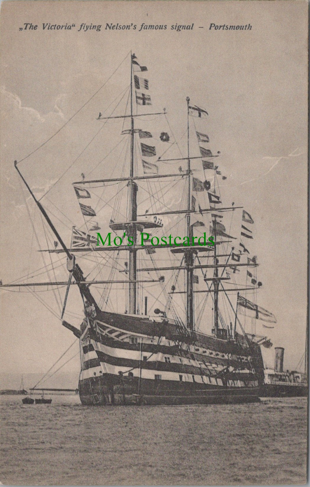 Naval Postcard - H.M.S.Victory Flying Nelson's Famous Signal, Portsmouth  Ref.SW9927