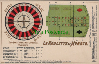 Embossed Casino Postcard - La Roulette De Monaco Ref.SW9881