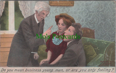 Comic Postcard - Do You Mean Business Young Man