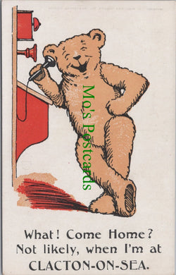 Teddy Bear Postcard - Bear Telephoning From Clacton-On-Sea Ref.SW9839
