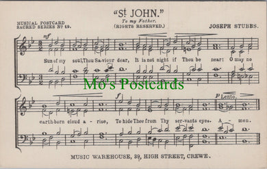 Music Postcard - Musical Notes, St John, Joseph Stubbs Ref.HP313