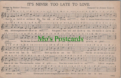 Music Postcard - Musical Notes, It's Never Too Late To Love, Aubrey Chaplin Ref.HP316