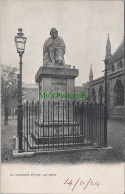 Staffordshire Postcard - Dr Johnson's Statue, Lichfield  Ref.SW9833