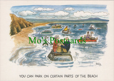 Comic Postcard, Parking on The Beach
