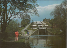 Load image into Gallery viewer, Yorkshire Postcard - The Five Rise Flight of Locks, Canal at Bingley Ref.SW9940
