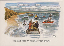 Load image into Gallery viewer, Comic Postcard - The Car Park at The Black Rock Sands, Artist Besley Ref.SW10040
