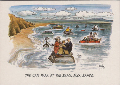 Comic Postcard - The Car Park at The Black Rock Sands, Artist Besley Ref.SW10040