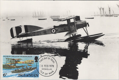 Isle of Man Postcard - Short Type 184 Sunbeam Engine Aeroplane Ref.SW10043