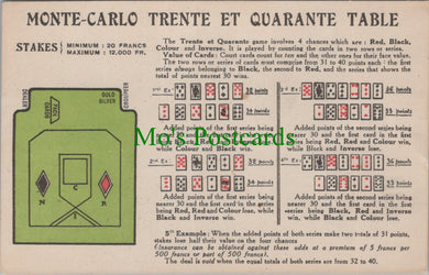 Casino Postcard - Monte-Carlo Trente Et Quarante Table  Ref.SW9884