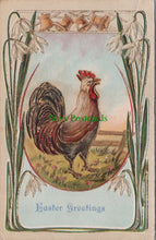 Load image into Gallery viewer, Embossed Greetings Postcard - Easter Greetings, A Cockerel  Ref.SW9885
