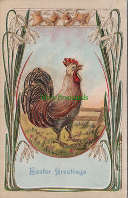 Embossed Greetings Postcard - Easter Greetings, A Cockerel  Ref.SW9885