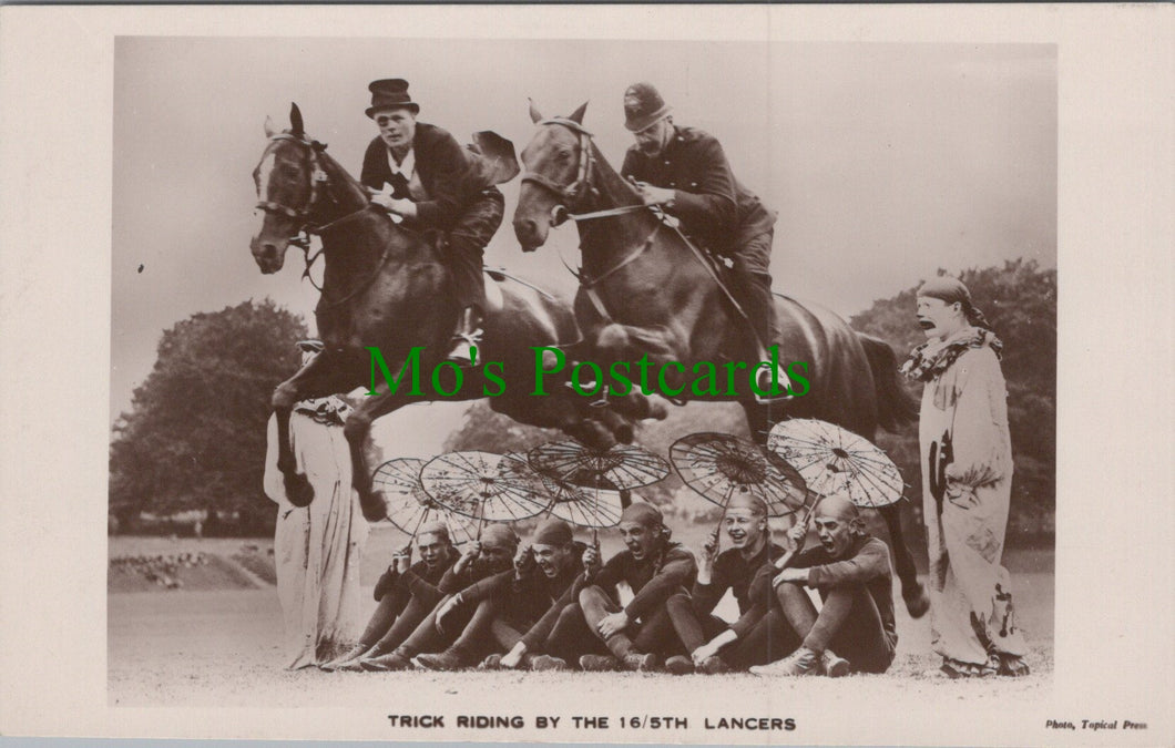 Military Postcard-Army,Tidworth Tattoo, Trick Riding By 16/5th Lancers Ref.DC106