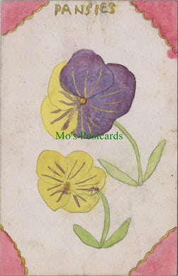 Hand Painted Greetings Postcard -  Flowers, Pansies SW10528