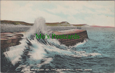 Dorset Postcard - Lyme Regis, Sea Breaking on The Cobb Wall SW10562