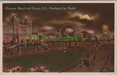 Lancashire Postcard - Blackpool By Night, Pleasure Beach and Casino SW10597