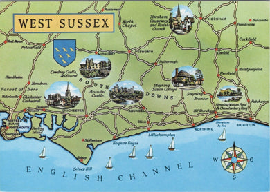 Map Postcard -  Map of West Sussex  SW10352