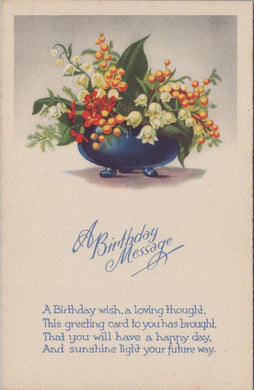 Greetings Postcard - A Birthday Message - Flowers  SW10618