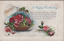 Load image into Gallery viewer, Greetings Postcard - A Happy Birthday, Basket of Flowers SW10643

