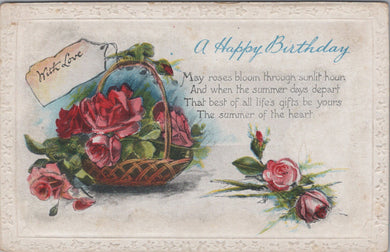 Greetings Postcard - A Happy Birthday, Basket of Flowers SW10643